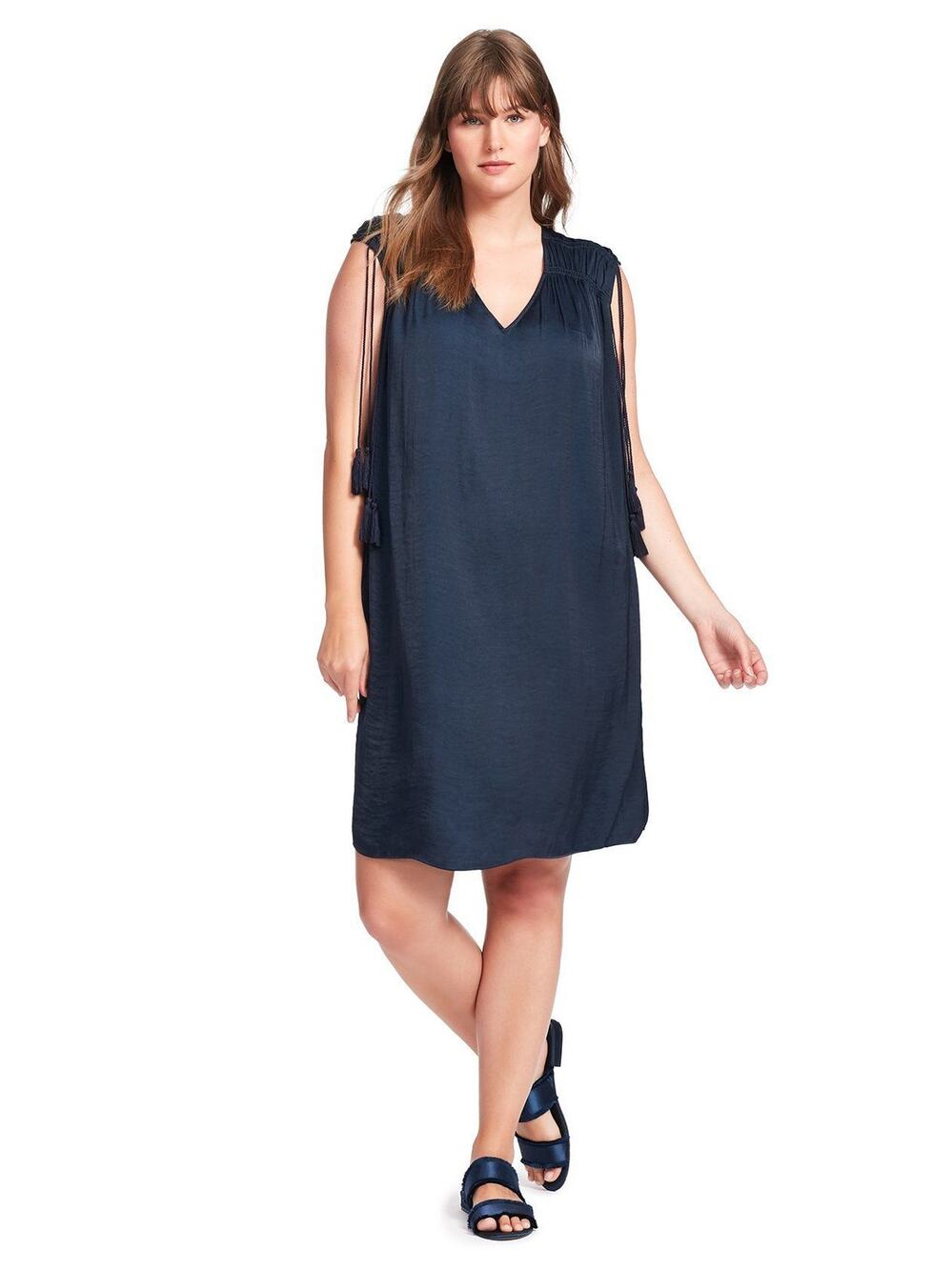Catherine Malandrino Jules Mini Dress Tasseled Solid Dark Blue Size Medium NEW